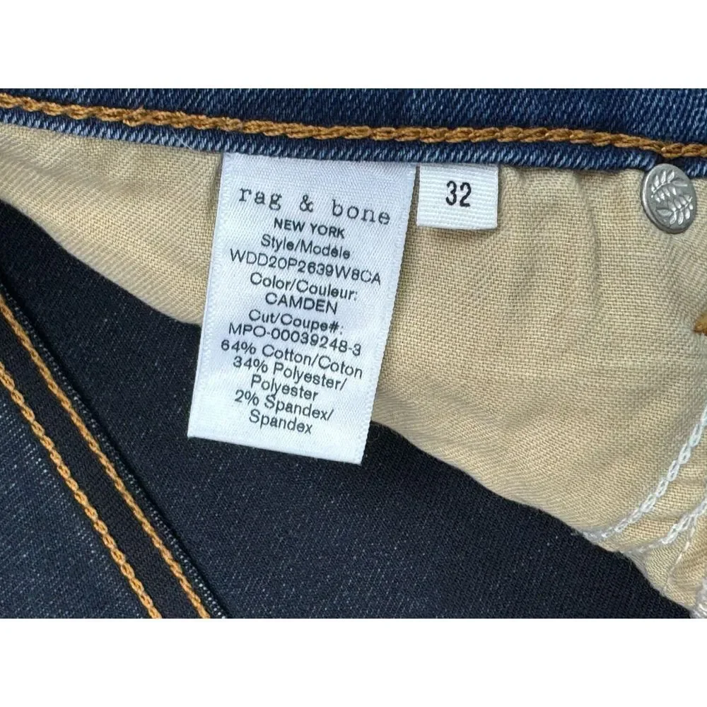RAG & BONE Nina High Rise Ankle Skinny Jeans Camden Women 32 EUC Stretch‎ Cotton